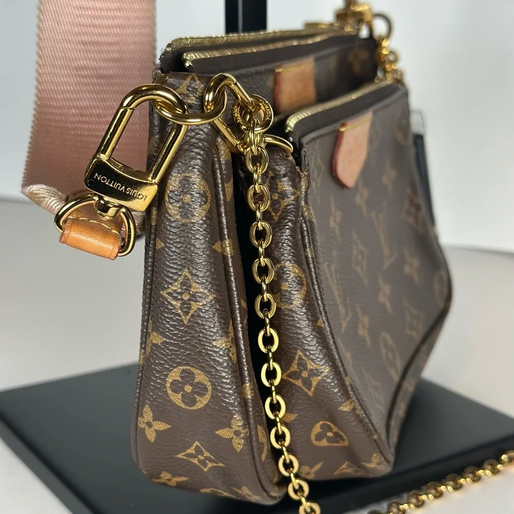 Authentic Louis Vuitton Multi-Pochette Accessoires Crossbody with Pink Strap